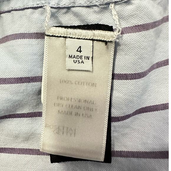 Rosetta Getty Tuxedo Shirt Women's 4 Blue White Long Sleeve High Neck Bib RTR - Picture 8 of 11